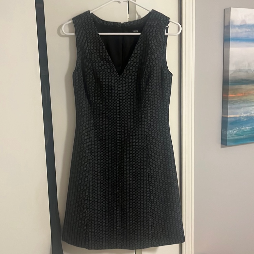 Theory Navy Zig Zag Stripe Dress